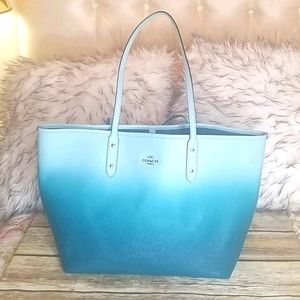 Coach Blue Leather Ombre Large Tote Bag